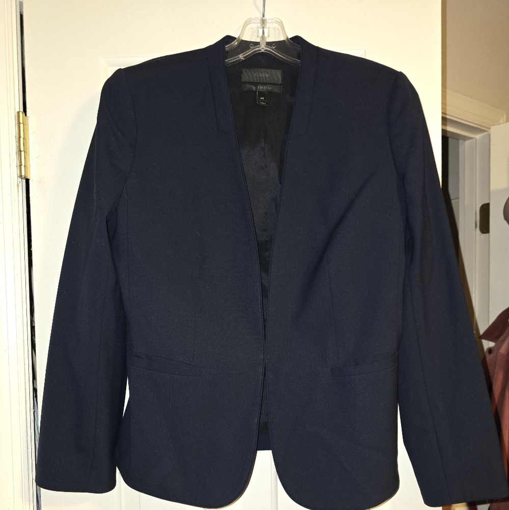 J. Crew Dark Collarless Navy Blue Women's Blazer